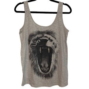 Maurices Beige Tank with Lion Design (Size: M)